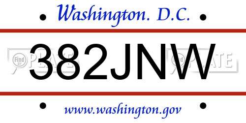 382JNW District Of Columbia License Plate