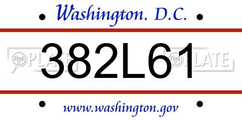 382L61 District Of Columbia License Plate