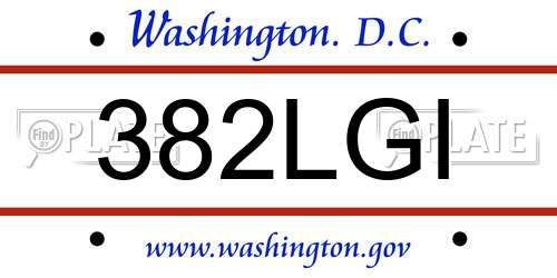 382LGI District Of Columbia License Plate