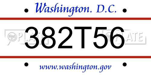 382T56 District Of Columbia License Plate