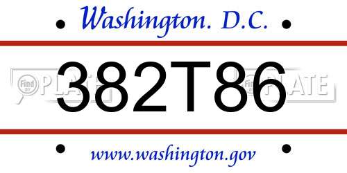 382T86 District Of Columbia License Plate