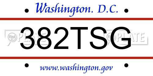 382TSG District Of Columbia License Plate