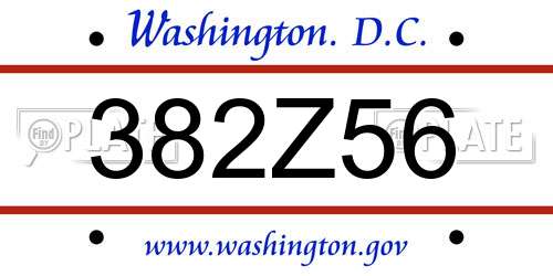 382Z56 District Of Columbia License Plate
