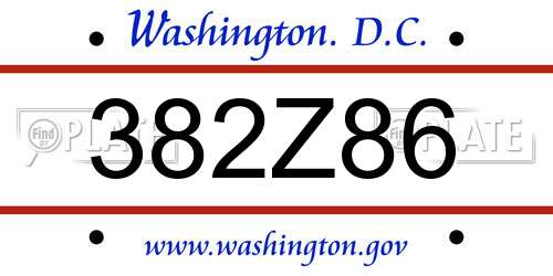 382Z86 District Of Columbia License Plate