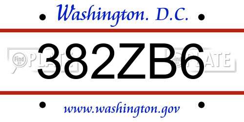 382ZB6 District Of Columbia License Plate