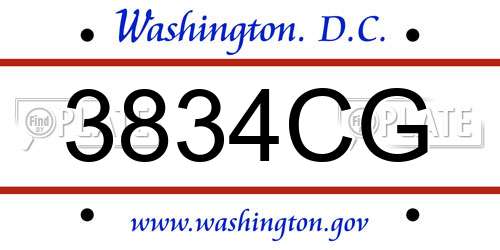 3834CG District Of Columbia License Plate