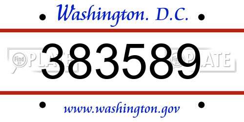 383589 District Of Columbia License Plate