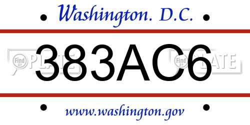 383AC6 District Of Columbia License Plate