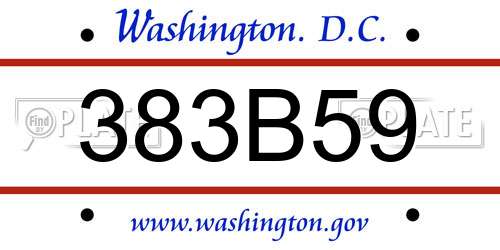 383B59 District Of Columbia License Plate