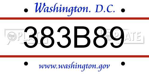 383B89 District Of Columbia License Plate