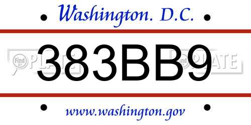 383BB9 District Of Columbia License Plate