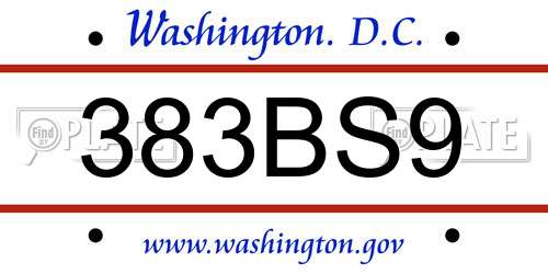 383BS9 District Of Columbia License Plate