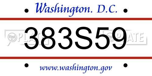 383S59 District Of Columbia License Plate