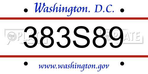 383S89 District Of Columbia License Plate