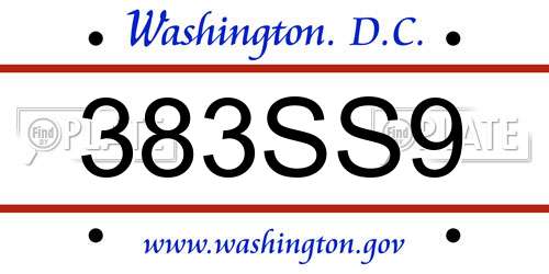 383SS9 District Of Columbia License Plate