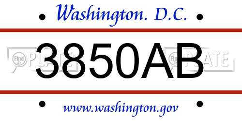 3850AB District Of Columbia License Plate