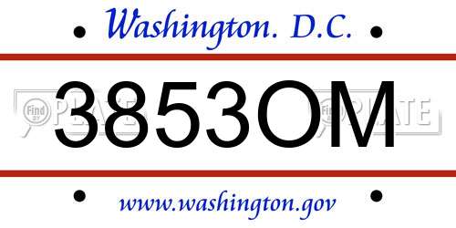 3853OM District Of Columbia License Plate