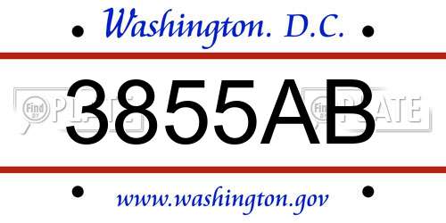 3855AB District Of Columbia License Plate