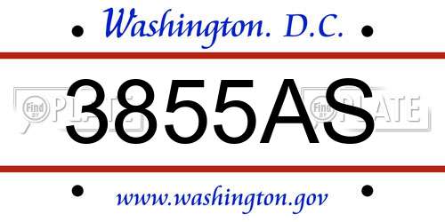 3855AS District Of Columbia License Plate