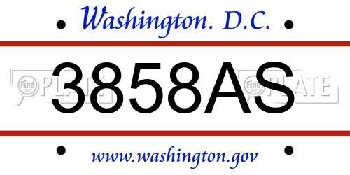 3858AS District Of Columbia License Plate