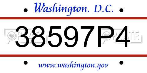 38597P4 District Of Columbia License Plate
