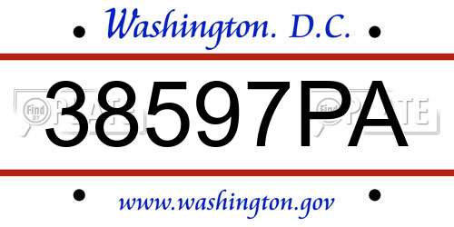 38597PA District Of Columbia License Plate
