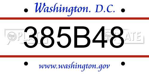 385B48 District Of Columbia License Plate