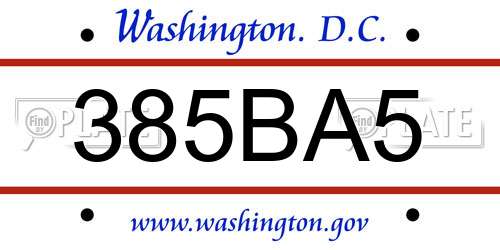 385BA5 District Of Columbia License Plate