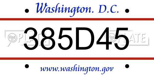 385D45 District Of Columbia License Plate