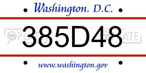 385D48 District Of Columbia License Plate