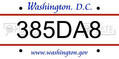385DA8 District Of Columbia License Plate