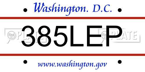 385LEP District Of Columbia License Plate