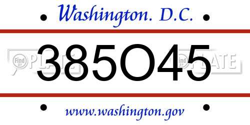 385O45 District Of Columbia License Plate