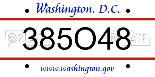 385O48 District Of Columbia License Plate