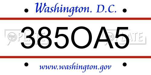 385OA5 District Of Columbia License Plate
