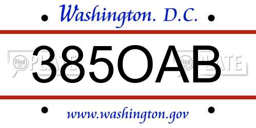 385OAB District Of Columbia License Plate