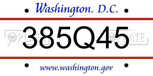 385Q45 District Of Columbia License Plate