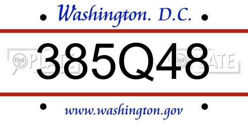 385Q48 District Of Columbia License Plate