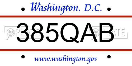 385QAB District Of Columbia License Plate