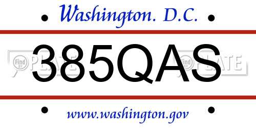 385QAS District Of Columbia License Plate