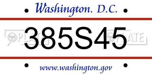 385S45 District Of Columbia License Plate
