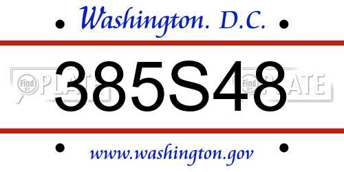 385S48 District Of Columbia License Plate