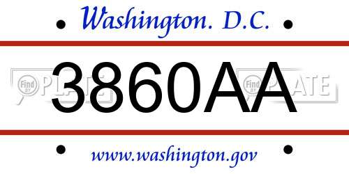 3860AA District Of Columbia License Plate