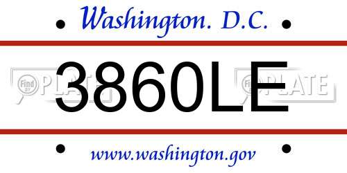 3860LE District Of Columbia License Plate