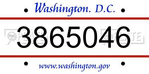 3865046 District Of Columbia License Plate