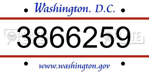 3866259 District Of Columbia License Plate