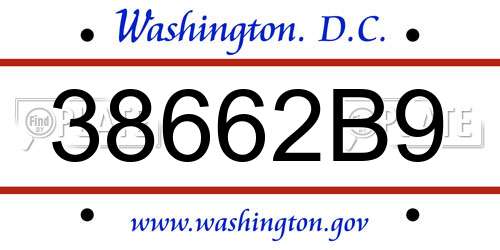 38662B9 District Of Columbia License Plate