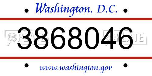 3868046 District Of Columbia License Plate