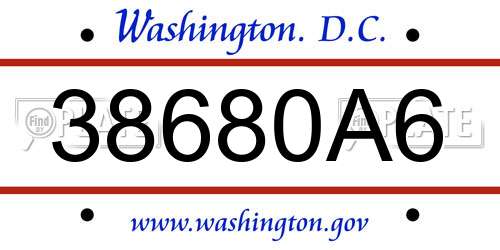 38680A6 District Of Columbia License Plate
