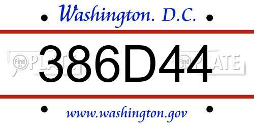 386D44 District Of Columbia License Plate